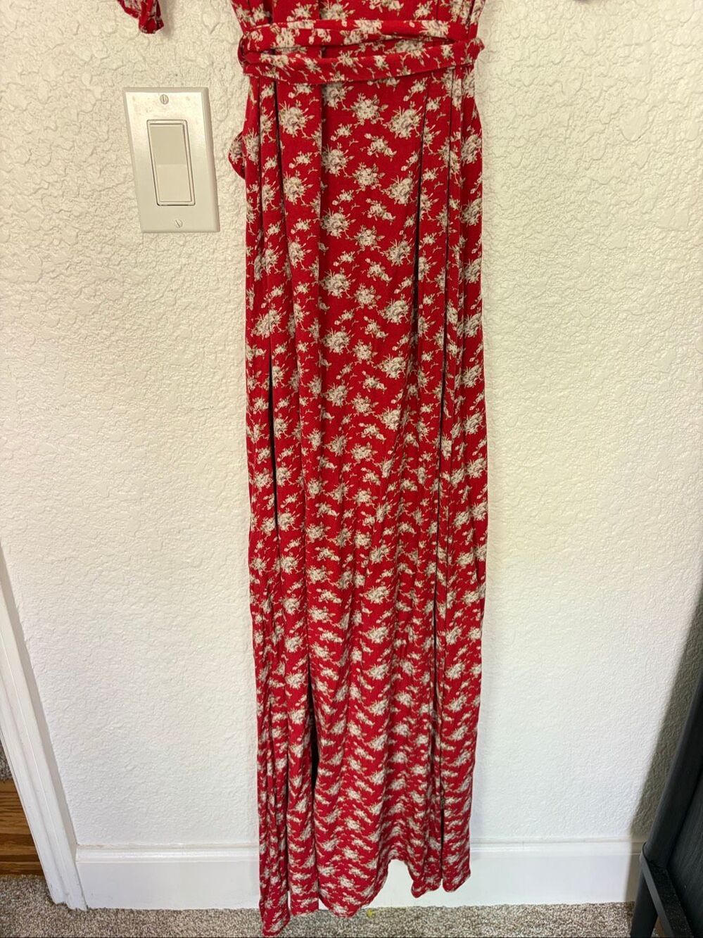 Natural Life Sophia Ditsy Floral Boho Wrap Maxi Dress in Red Size L - Picture 10 of 12